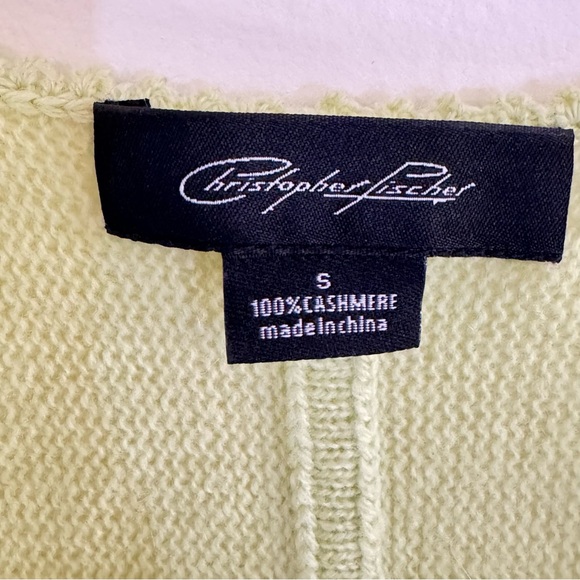 Cristopher Fischer Women's Lime Green 100% Cashmere Cardigan Size S - Picture 7 of 8